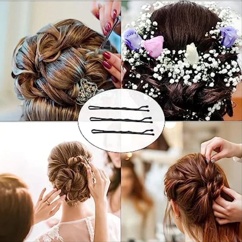 50pcs Black Straight Line Hair Clip U-shaped Needle