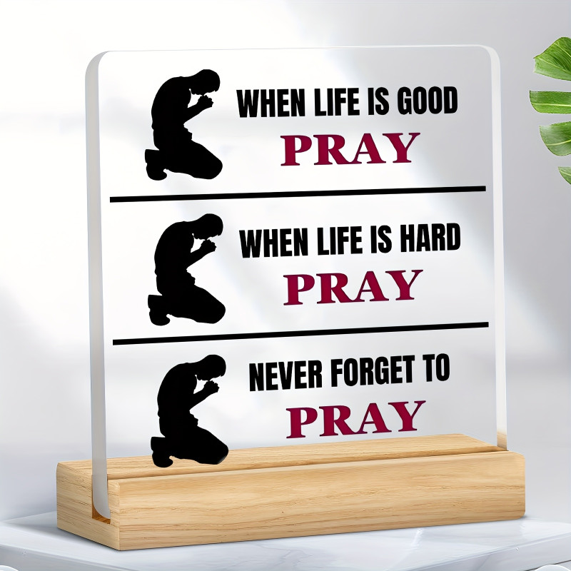 Prayer Reminder Acrylic Ornament with Wooden Base